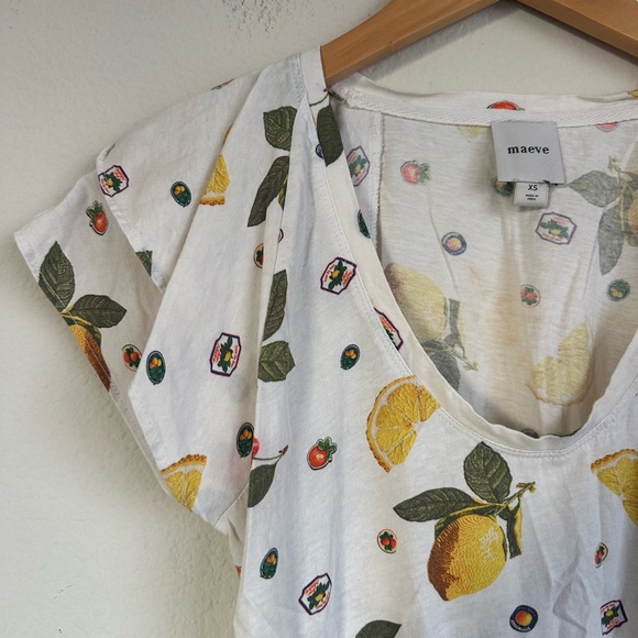 Anthropologie Maeve Fruit Print Ruffle Tee - Picture 4 of 12